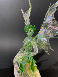 Pair of Glass Fairy Bookends on Quartz by Sandra Young