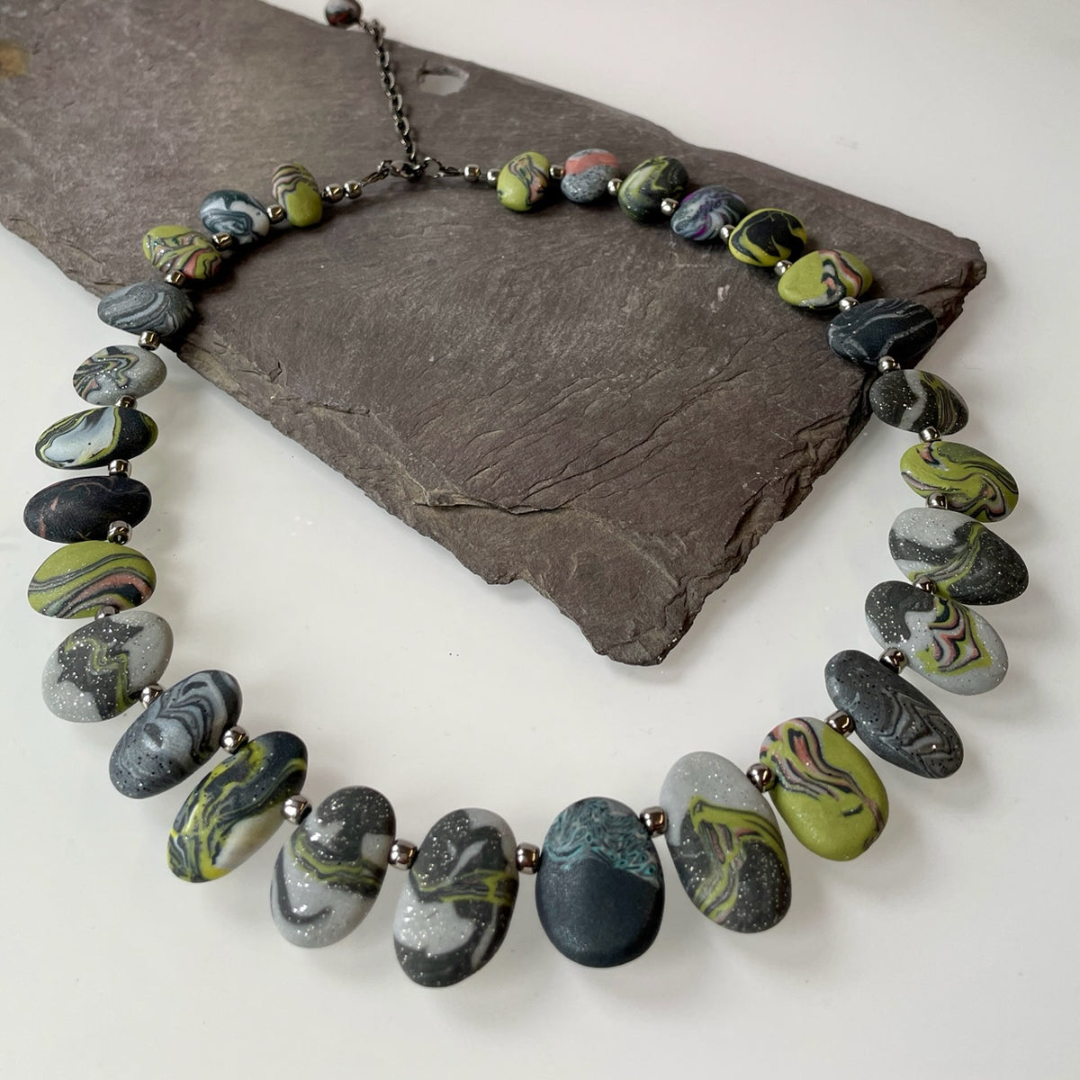 Pebble clay necklace by Elaine Christmas 