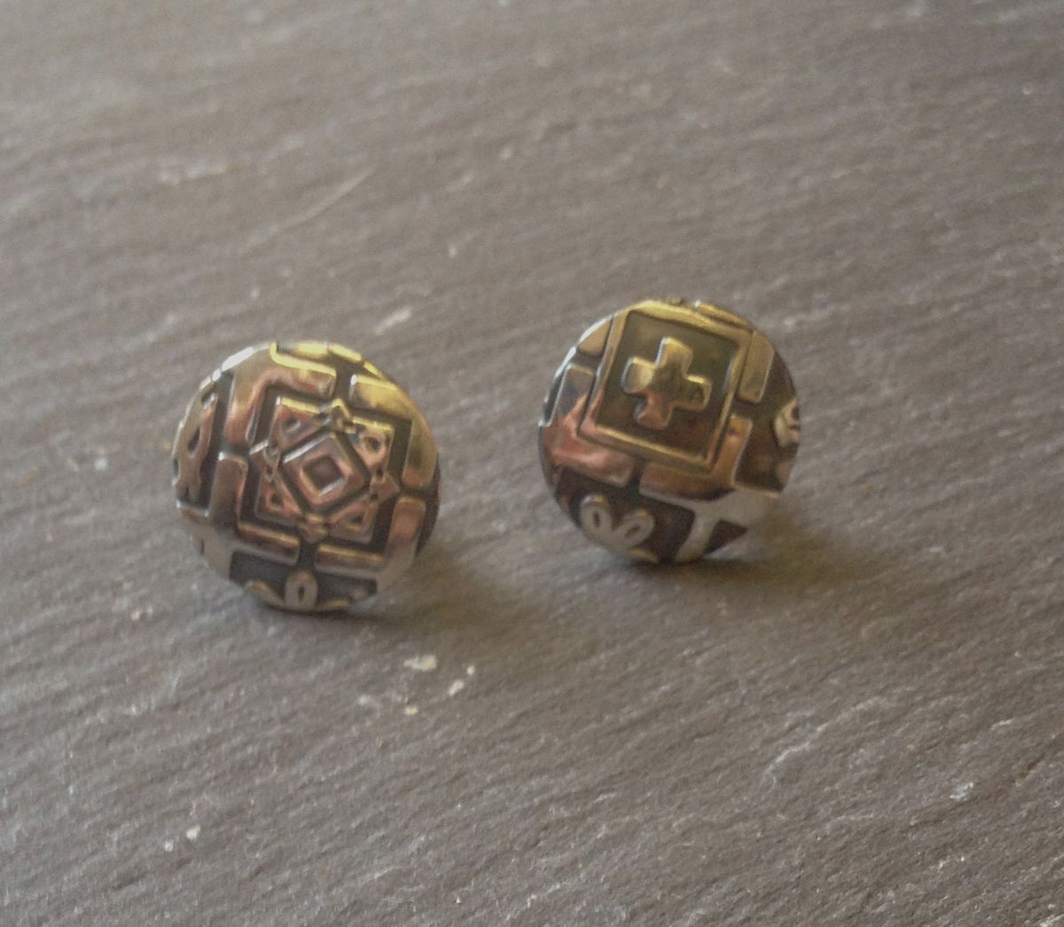 Oxidised Silver Earstuds by John Field