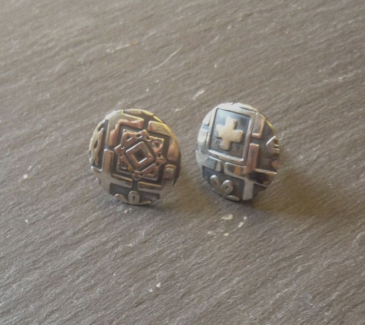 Oxidised Silver Earstuds by John Field