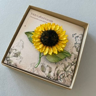 Sunflower and Stem Brooch