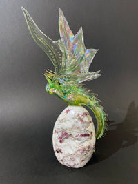 Glass Dragon on Tourmalated Quartz by Sandra Young