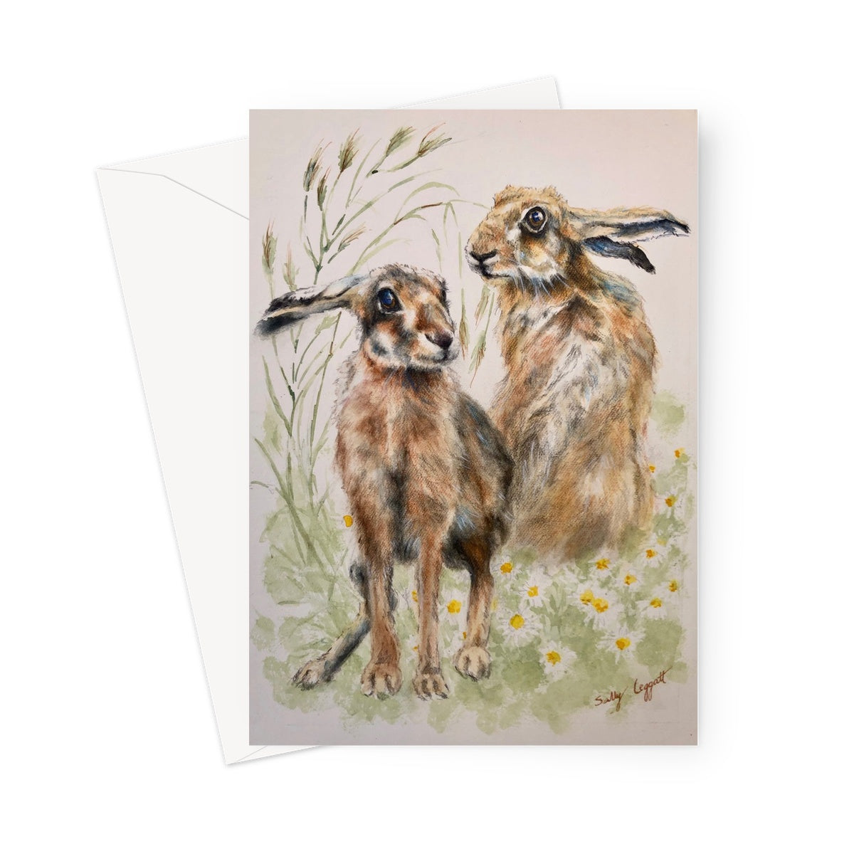 Two Hares Greeting Card