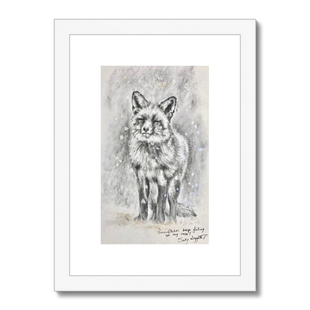 Snowflake Fox Framed & Mounted Print