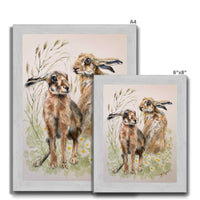 Two Hares by Sally Leggatt - Framed Print