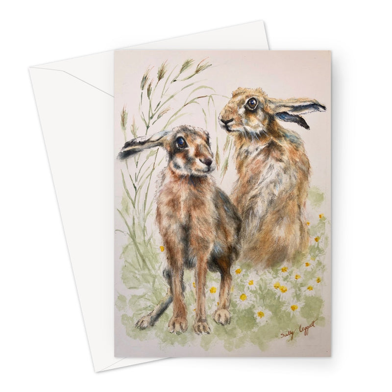 Two Hares Greeting Card