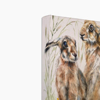 Two Hares by Sally Leggat - Print on Stretched Eco Canvas