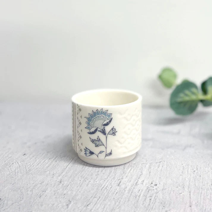 Small Etched Fusion Jasmine Porcelain Tealight by Alex Allday