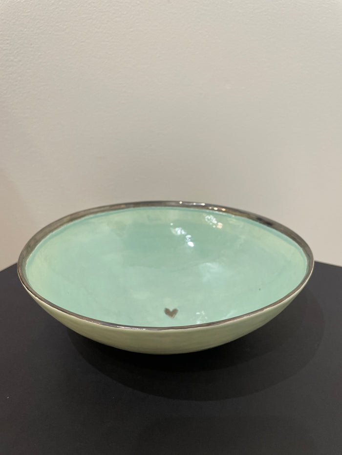 Medium mint and Platinum Bowl by Sophie Smith