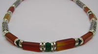 Red Cornelian and Green Onyx Necklace by Anne Farag