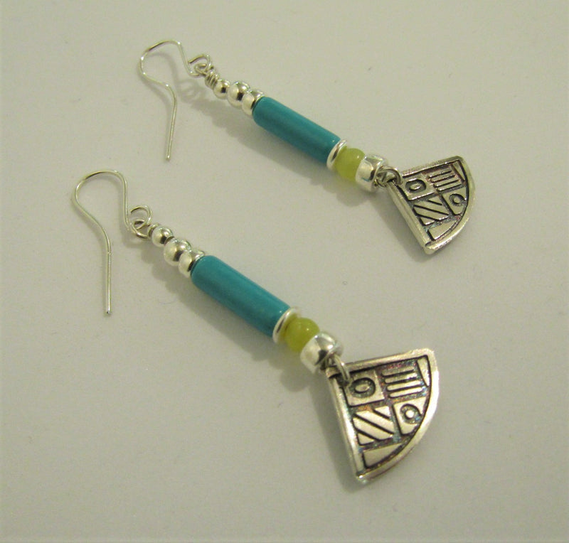 Turquoise and Serpentine Earrings