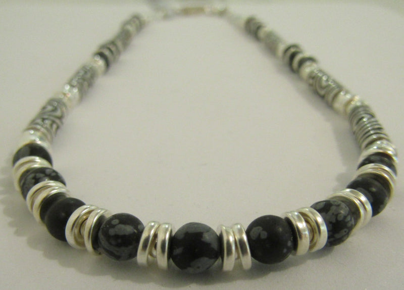Snowflake Obsidian Necklace by Anne Farag