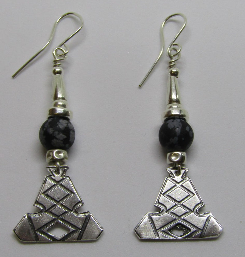 Snowflake Obsidian Earrings by Anne Farag