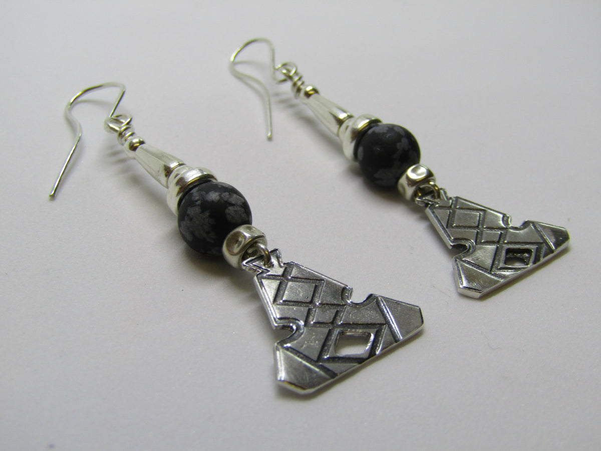 Snowflake Obsidian Earrings by Anne Farag