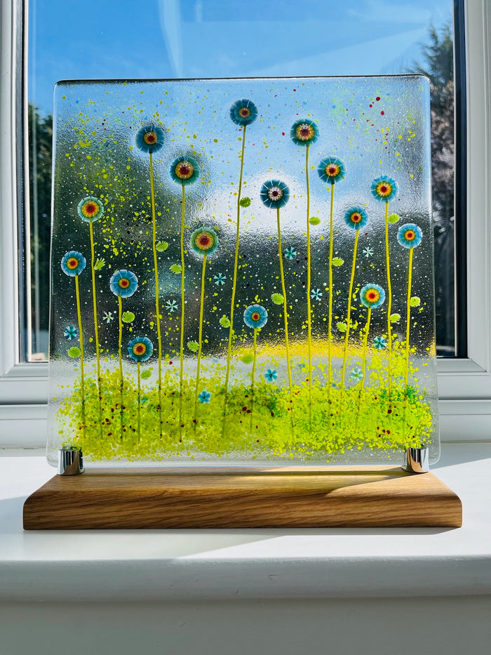 "Mandala Meadow" fused glass by Anna Croxen