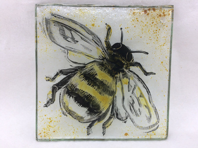 Bee without frame, stained glass by Bryan Smith