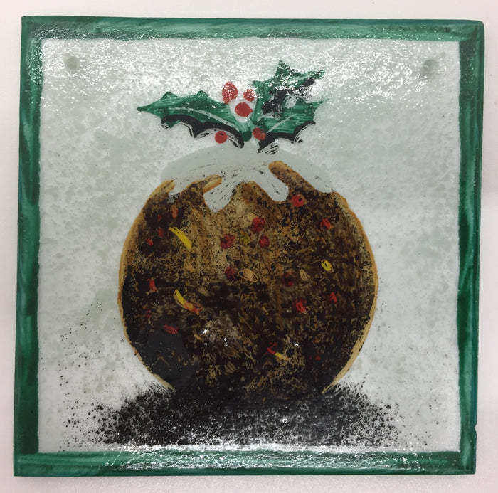 Xmas Pudding 2, Painted stained glass by Bryan Smith