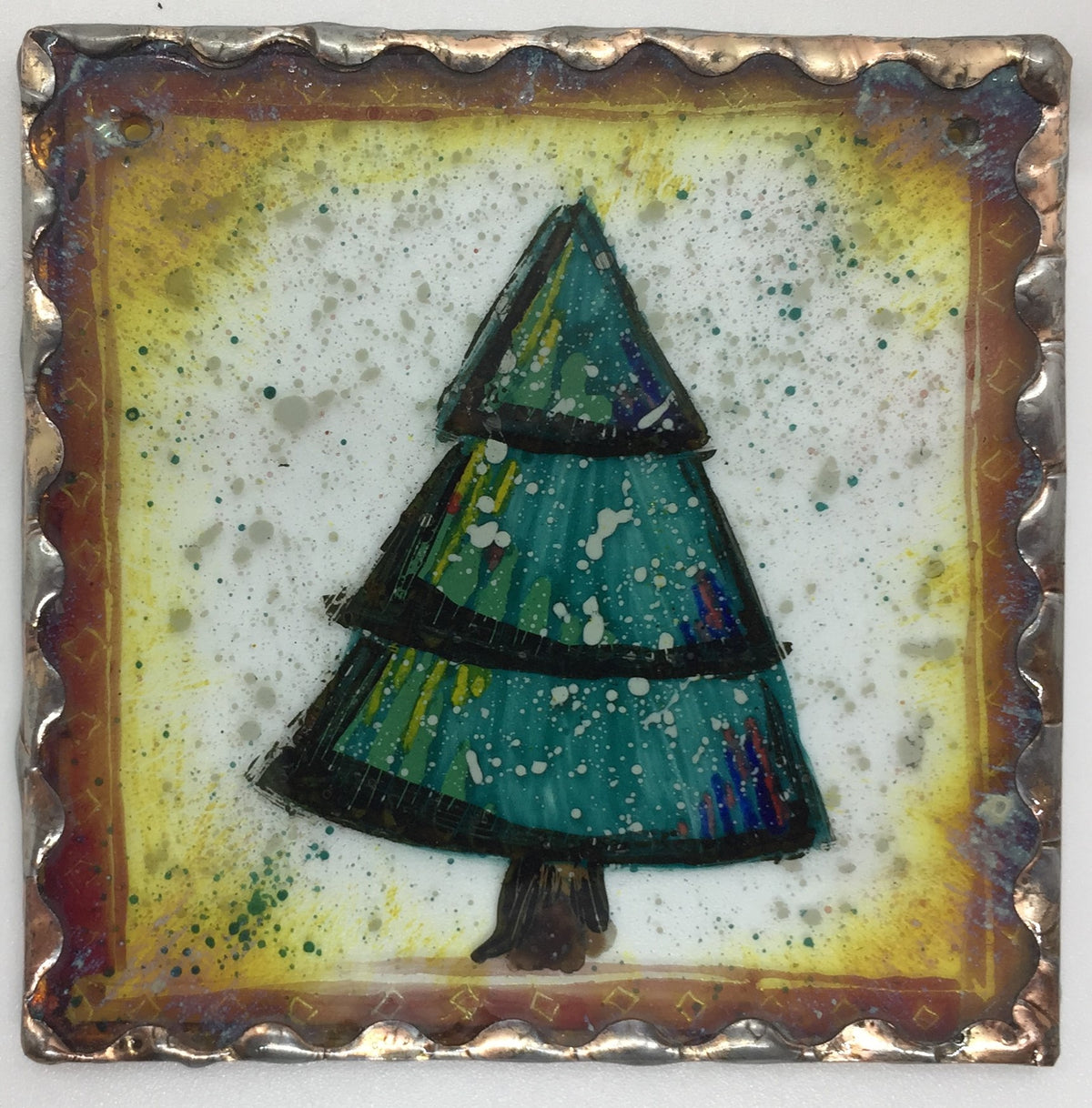 Xmas Tree 2, Painted Copper Foil glass by Bryan Smith