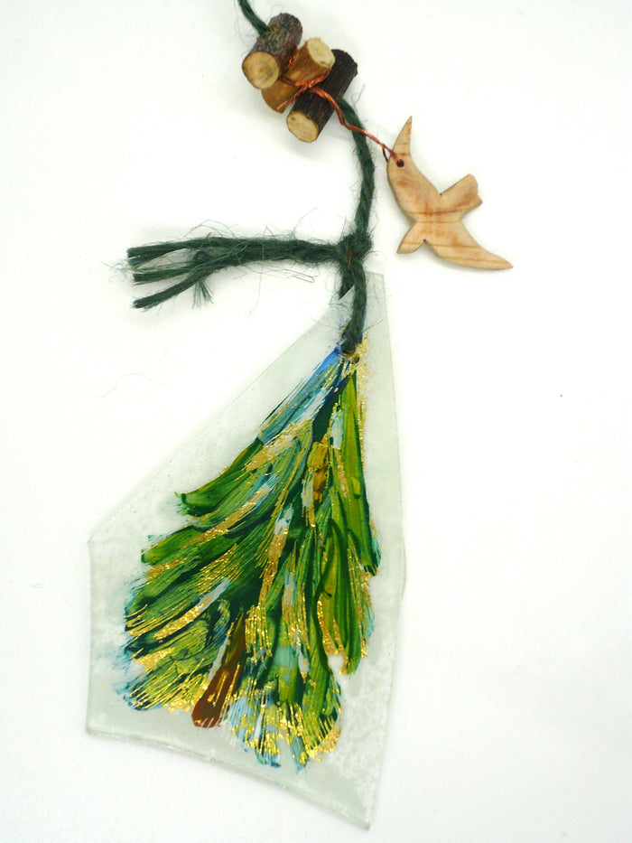 Xmas Tree & Bird - stained glass by Bryan Smith (BJS304)