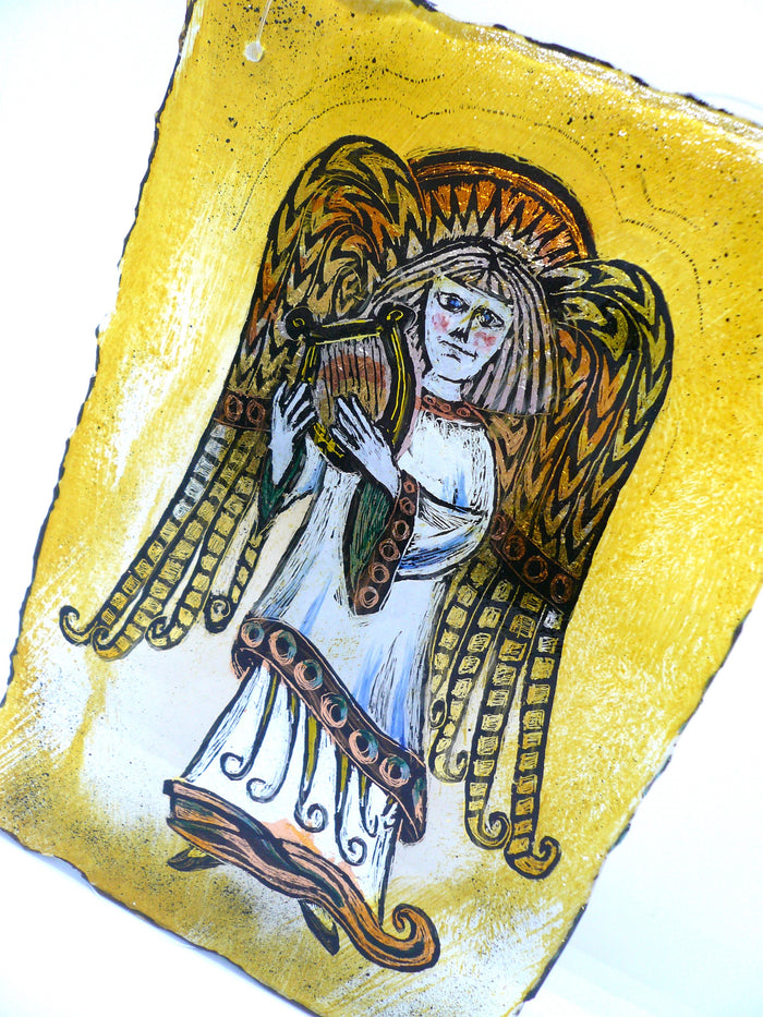 Angel with Harp - stained glass by Bryan Smith (BJS310)