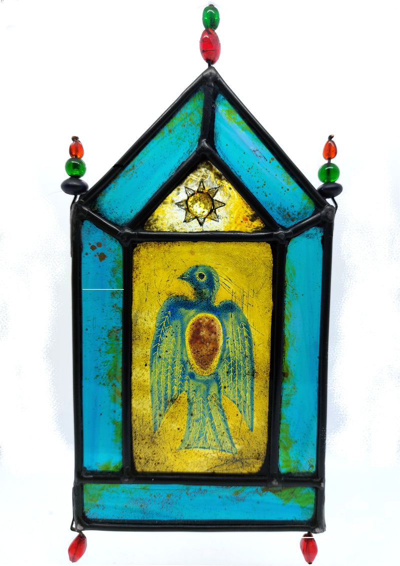 lue Bird , stained glass by Bryan Smith