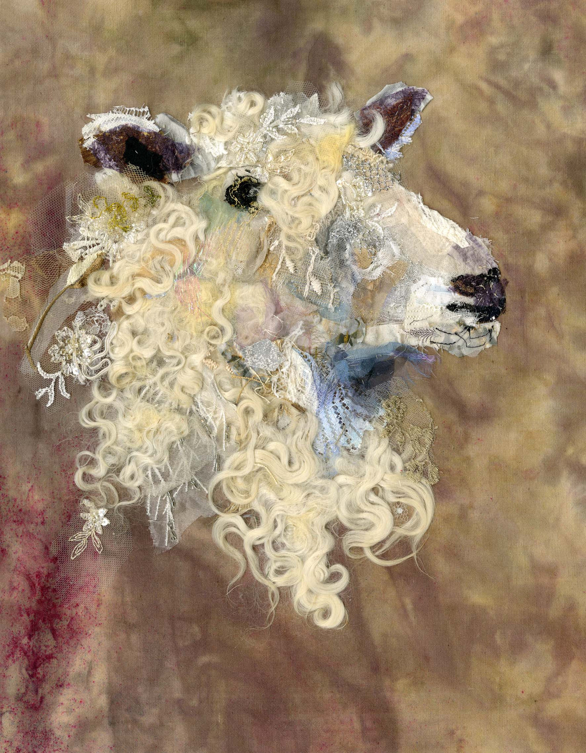 Cotswold Sheep XI - textile art by Barbara Shaw