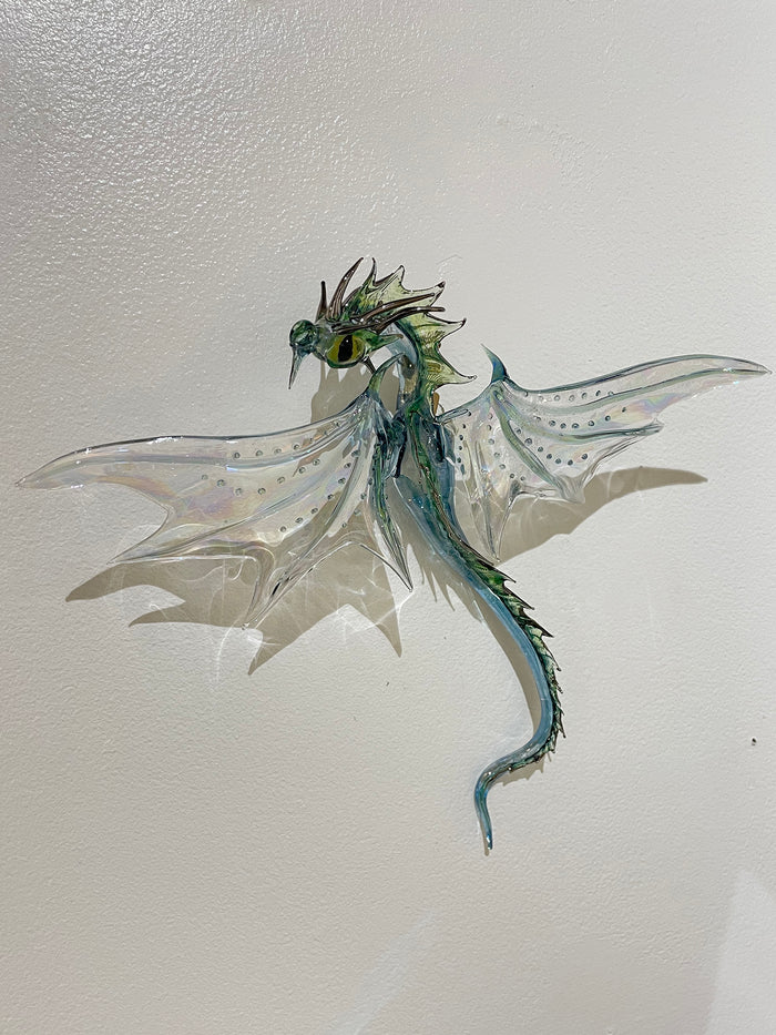 Light Blue & Green, Glass Dragon by Sandra Young