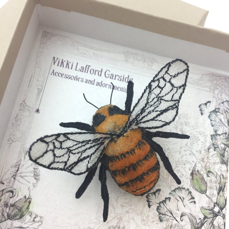 Common Carder Bumblebee Brooch by Vikki Lafford Garside