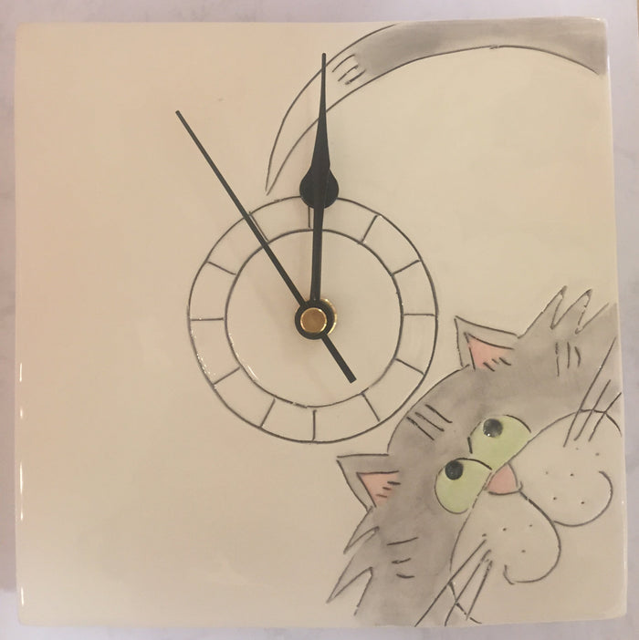 Cat Wall Clock by Stephanie Beasley
