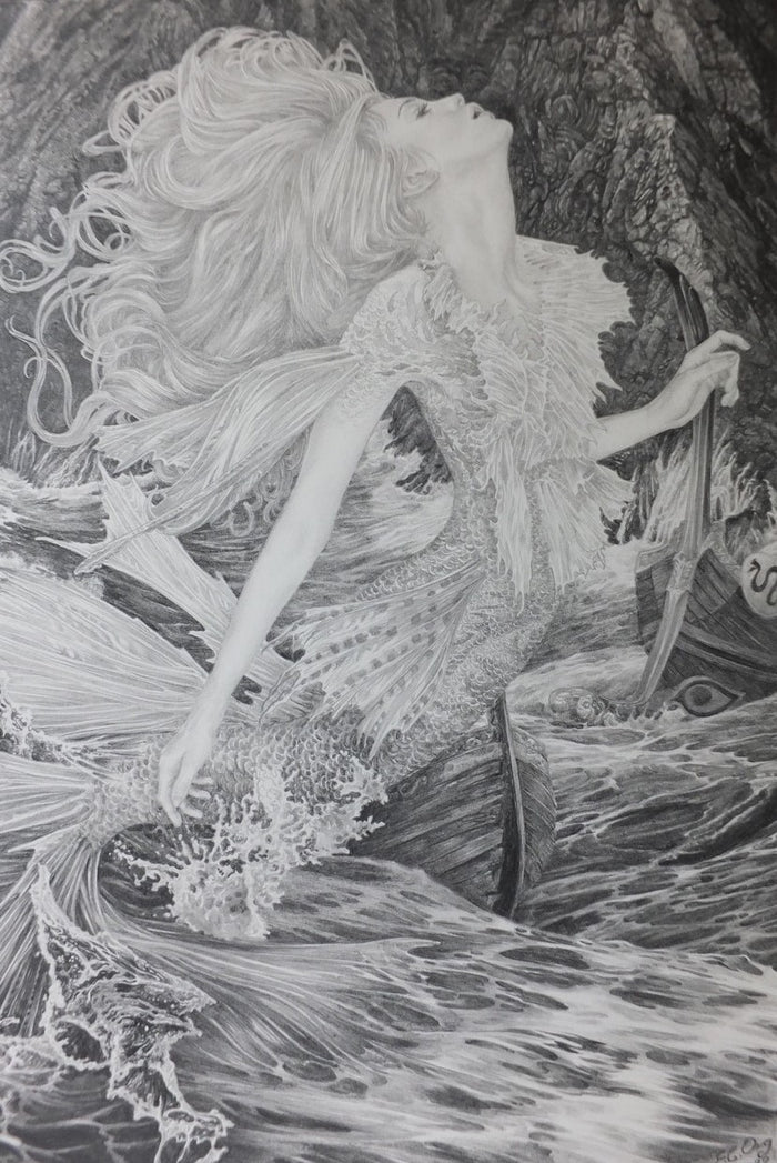 Cry of the Siren - Original Drawing by Ed Org