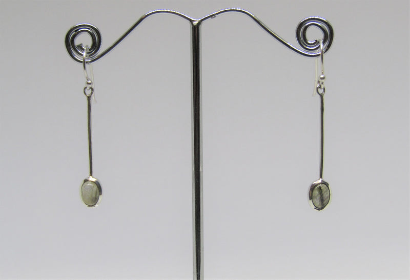 Sequola Earrings with Labradorite made by Madeleine Blaine.