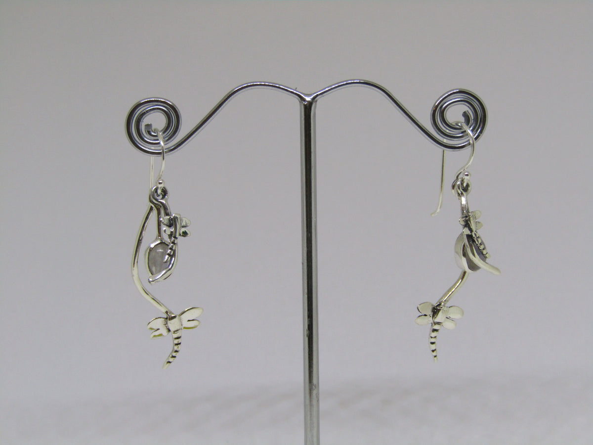 Rippled Earrings with Moonstone made by Madeleine Blaine.
