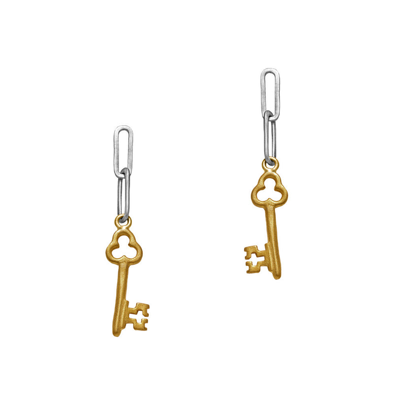 Trinket Key Earrings Gold by Julia Thompson