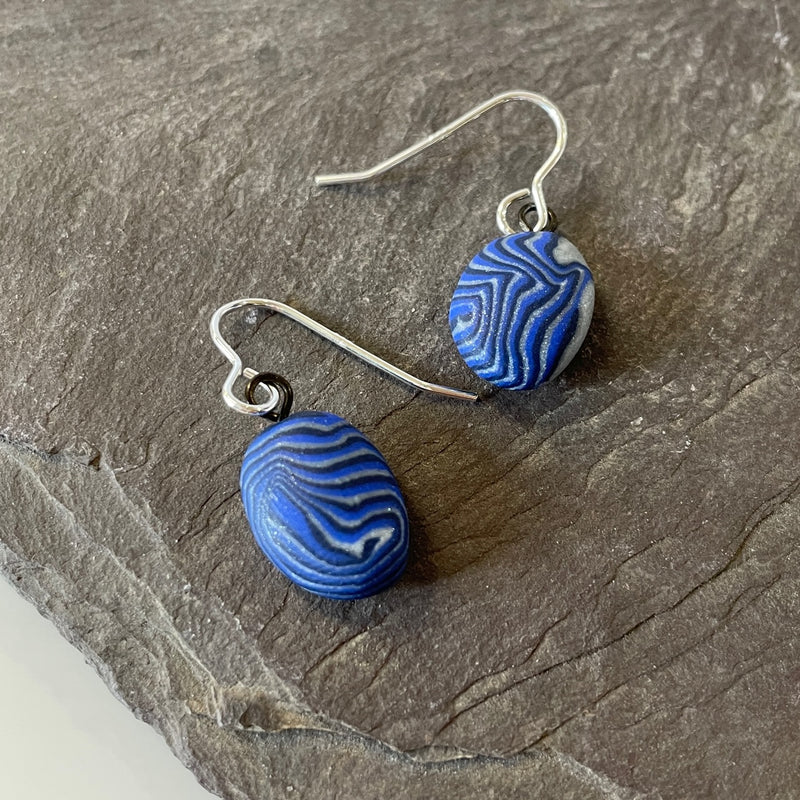 Blue and Grey Pebble earrings By Elaine Christmas 