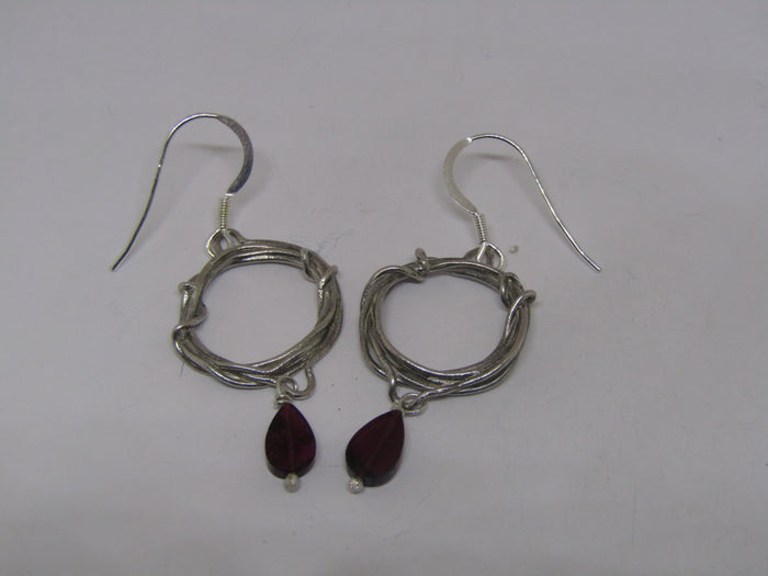 Fused Hoop Garnet Earrings by Xuella Arnold