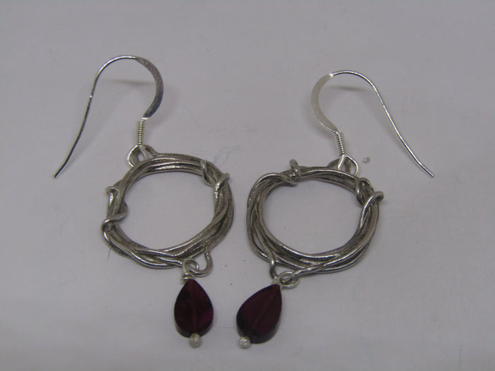 Fused Hoop Garnet Earrings by Xuella Arnold