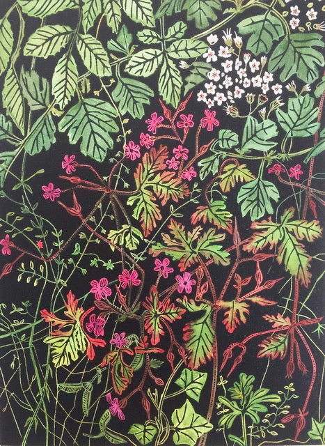 Hand Painted Woodcut Print by Helen Taylor