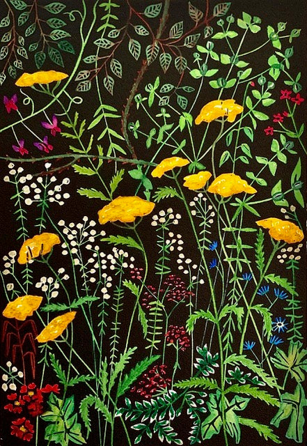 Hand Painted Woodcut Print by Helen Taylor