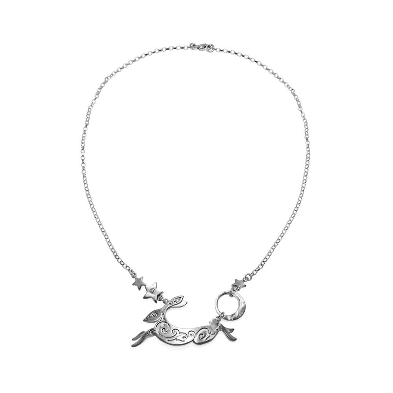 Hare and Stars Necklace Silver by Julia Thompson