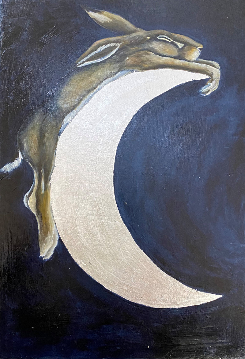 Hare on Silver Moon by Becky Munting