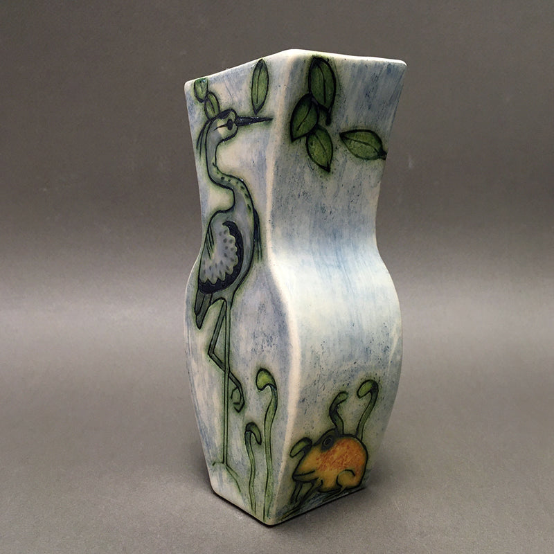 Heron and Kingfisher small vase by Jeanne Jackson