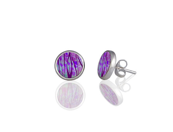 Honesty Purple Silver and Aluminium stud Earrings by Pixalum