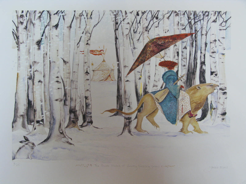 The Quiet Music of Gently Falling Snow- hand-embellished limited edition print by Jackie Morris