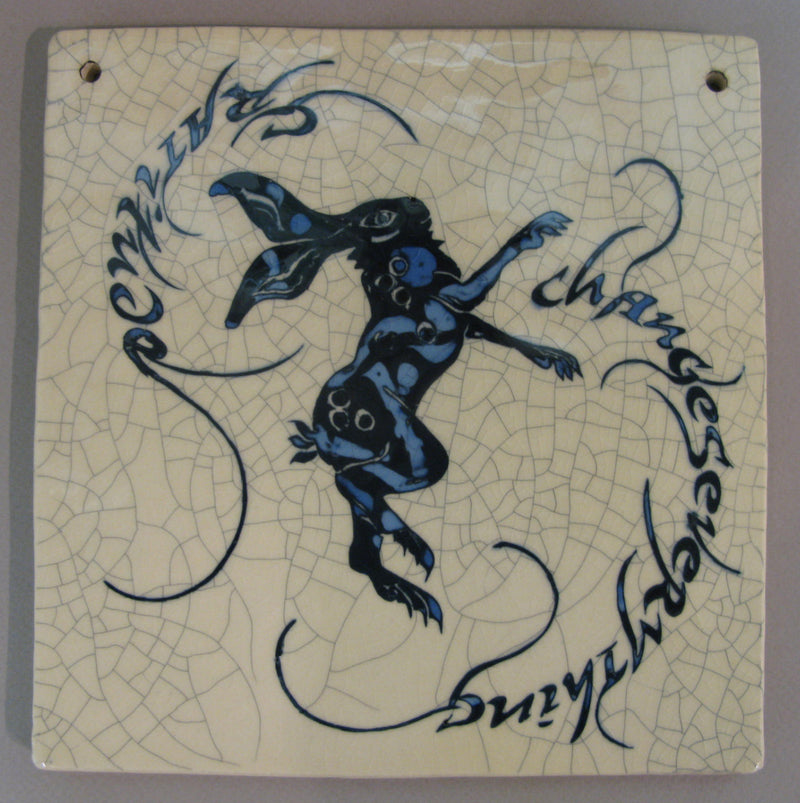 Medium Dancing Hare Square Tile - "Gratitude changes everything" - Mel Chambers