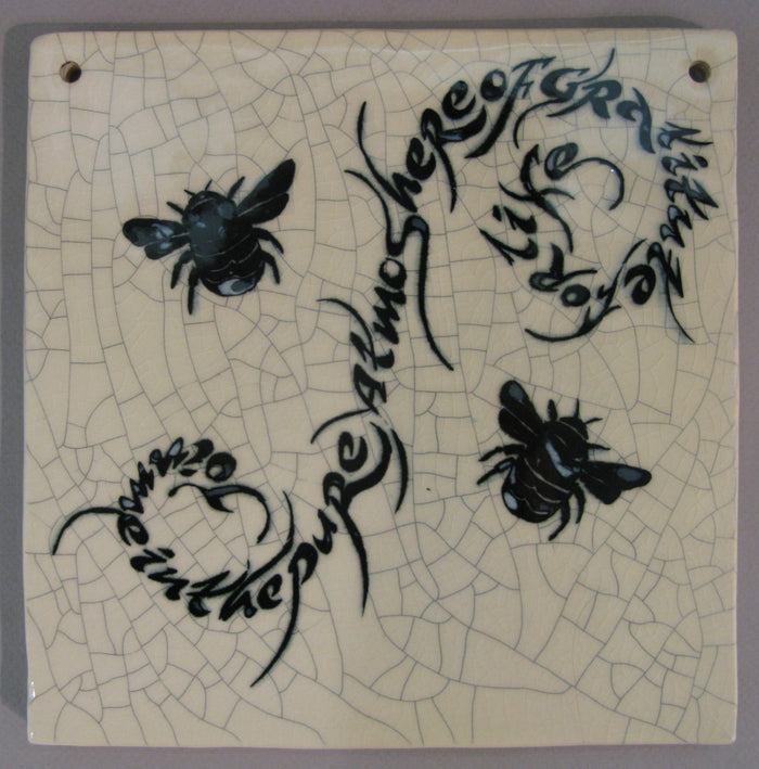 Medium Bee Square Tile - "Join me in the pure atmosphere of gratitude for life" - Mel Chambers