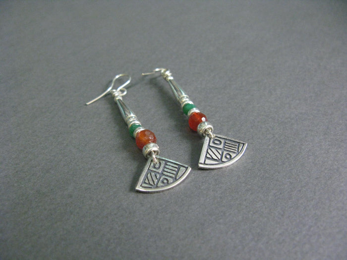 Faceted Carnelion & Quartz (Green) Earrings By Anne Farag
