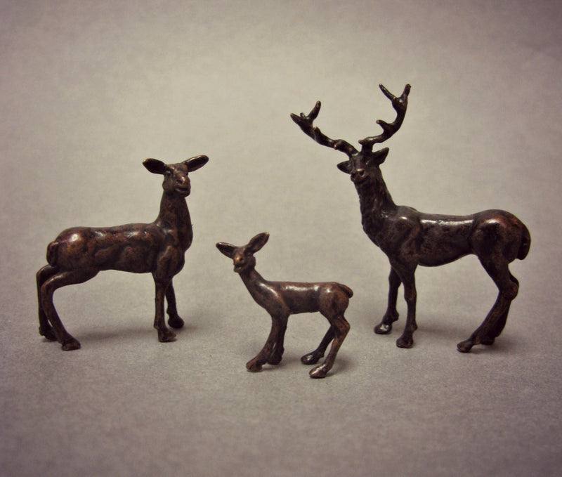 David Meredith Miniature Bronze Stag Family