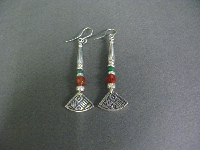 Faceted Carnelion & Quartz (Green) Earrings By Anne Farag