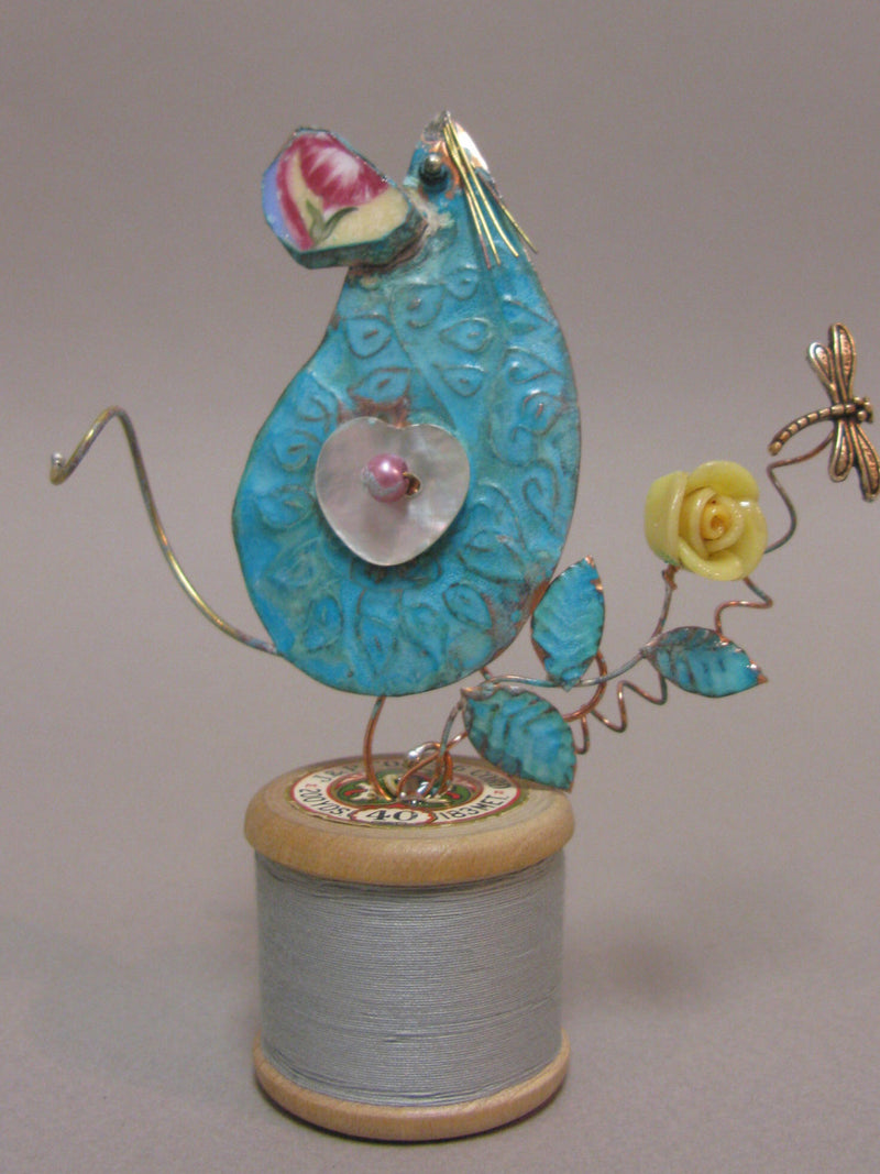  Small Mouse Assemblage on a Cotton Reel by Linda Lovatt