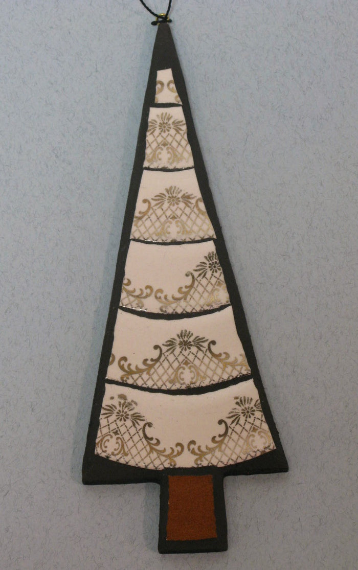 Large Mosaic Christmas Tree in White by Helen Clues